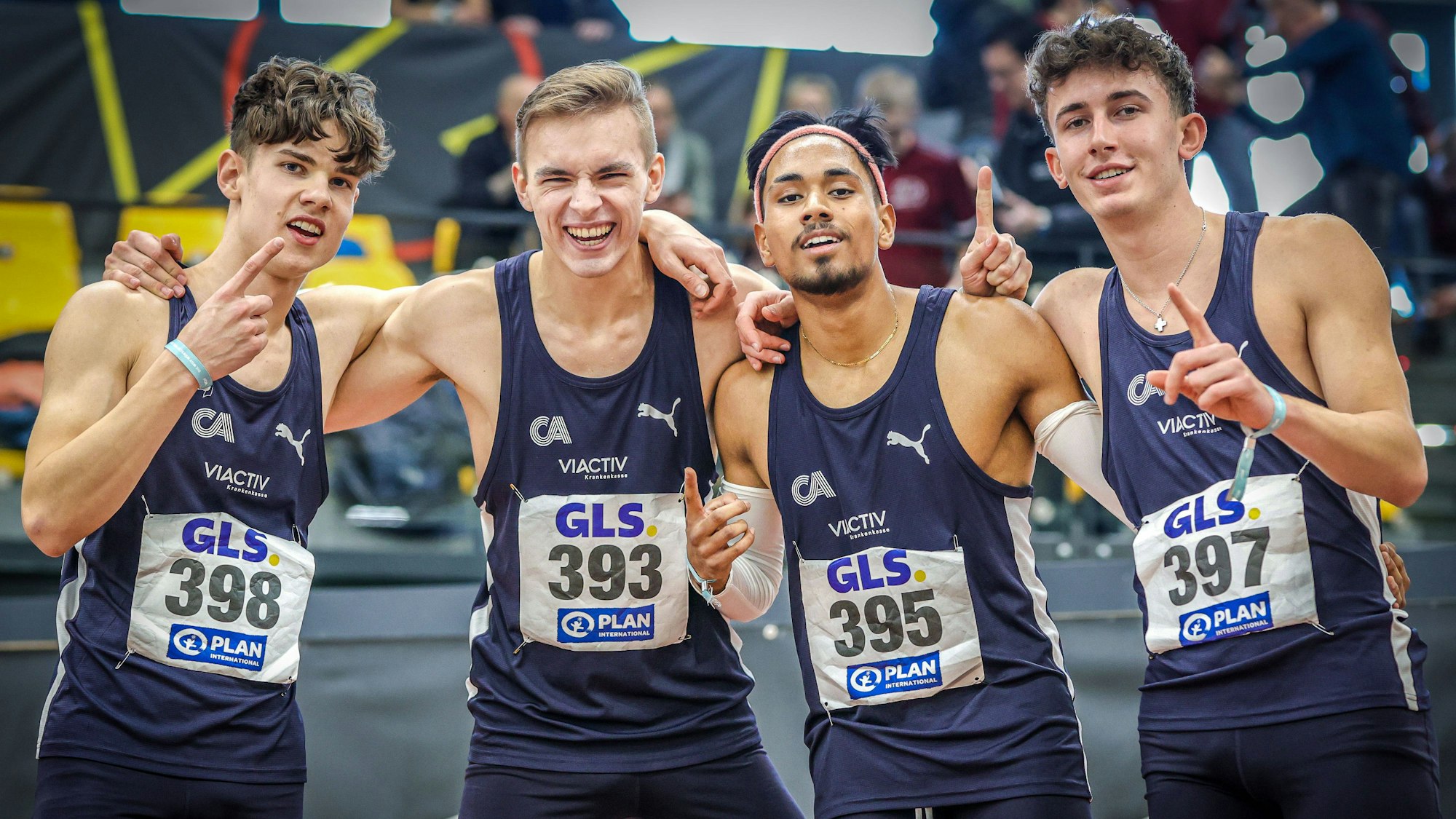 eutsche Jugendmeister in der Halle: Noah Müller (v. links), Timon Dethloff, Luban Haque und Noah Meier