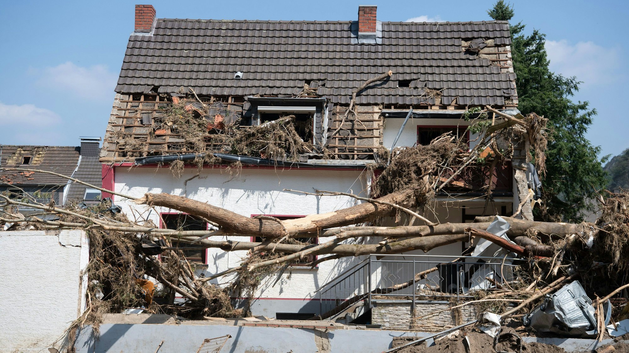Von der Flut zerstörtes Haus.
