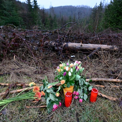 Blumen und Kerzen wurden am Fundort des getöteten Mädchens Luise niedergelegt. Der Ort befindet sich in einem Waldstück.