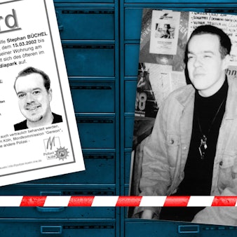 Ein Fahndungsplakat im Fall Büchel und ein Porträt des Opfers sind in einer Collage zu sehen.