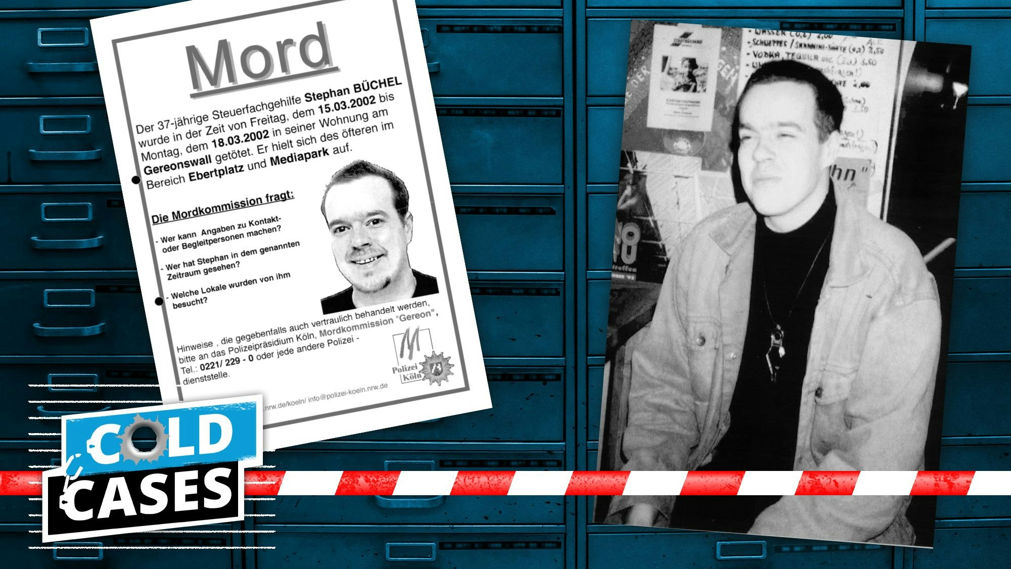 Ein Fahndungsplakat im Fall Büchel und ein Porträt des Opfers sind in einer Collage zu sehen.
