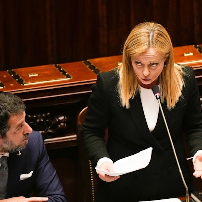 Italiens Ministerpräsidentin Giorgia Meloni im italienischen Parlament.