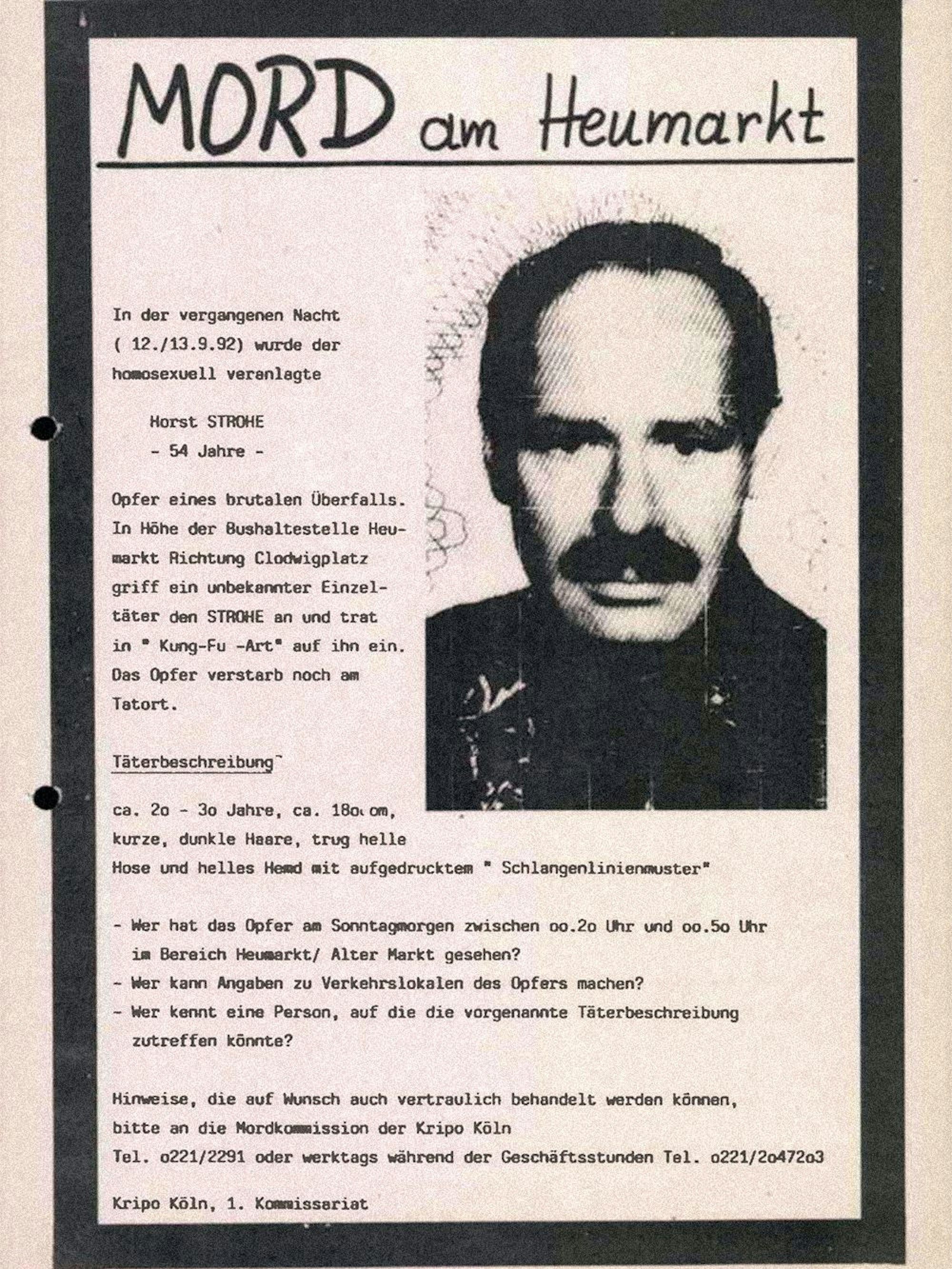 Das alte Fahndungsplakat mit dem Foto des Opfers