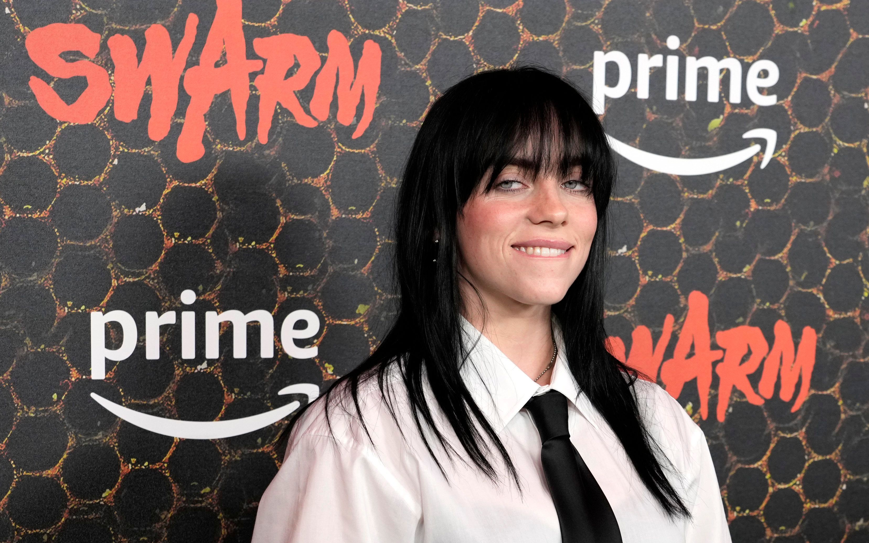 Singer Billie Eilish poses at the premiere of the Amazon Prime Video series "Swarm," Tuesday, March 14, 2023, at Lighthouse ArtSpace in Los Angeles. (AP Photo/Chris Pizzello)
