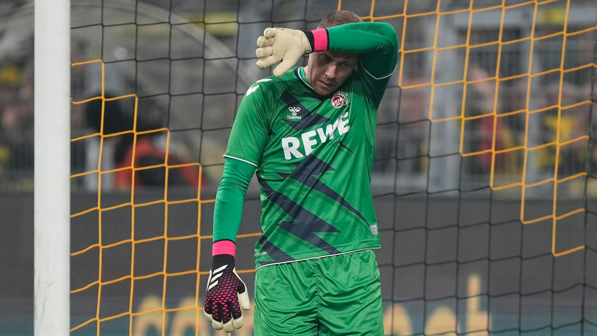 Schwäbe fährt sich mit dem Arm über die Stirn.