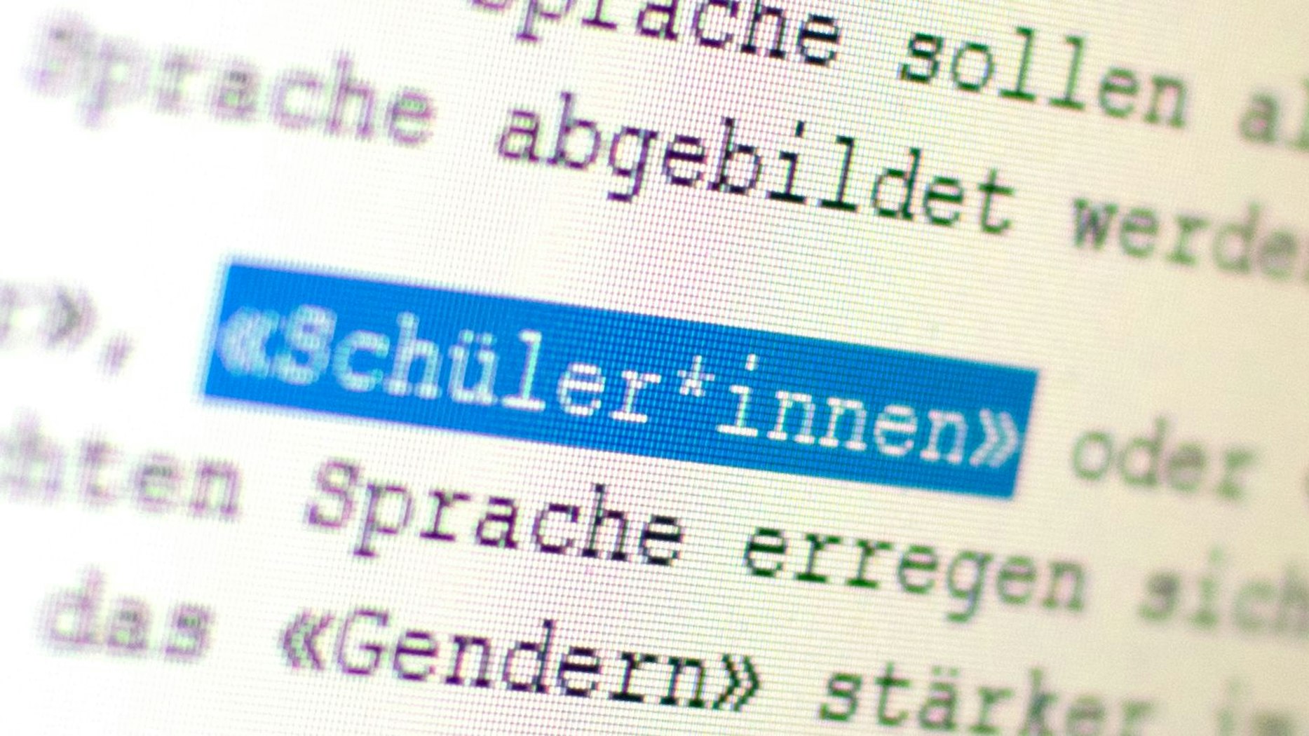 Auf einem Bildschirm ist das Wort «Schüler*innen» zu sehen.
