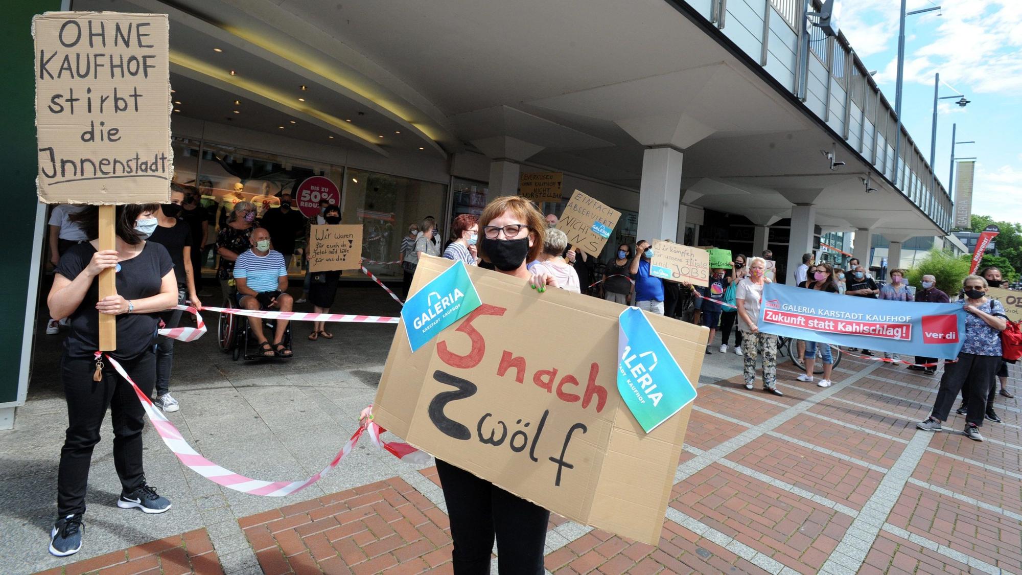Demo von Kaufhof-Beschäftigten im Juni 2020