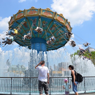 Das Kettenkarussell „Wellenflug“ in der Themenwelt Berlin.