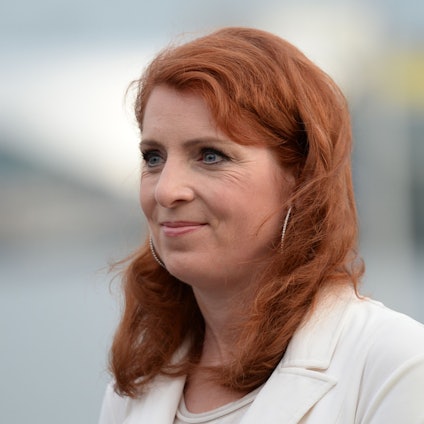 TV-Moderatorin Monica Lierhaus, aufgenommen 2014 in Hamburg am Rande des Sommerfestes des Olympia-Teams für die Sommerspiele in Brasilien 2016.