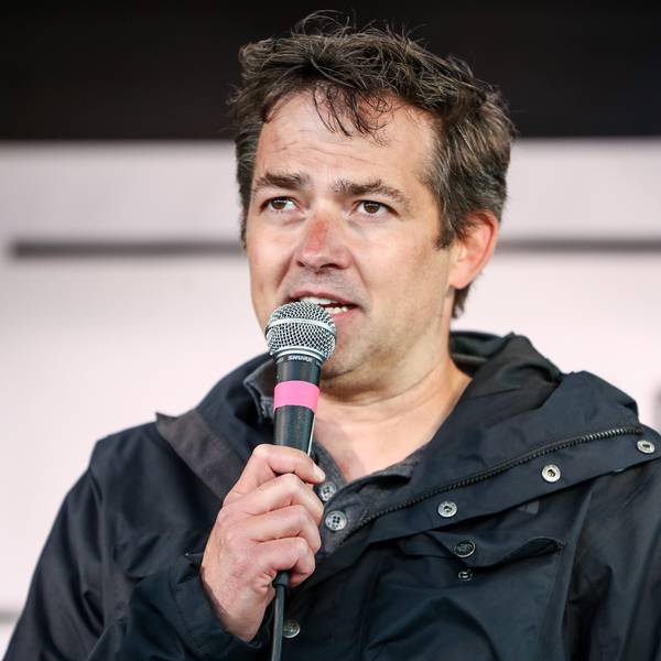 Michael Ballweg, Initiator der Initiative „Querdenken“, spricht auf dem Cannstatter Wasen bei einer Protestkundgebung seiner Initiative.