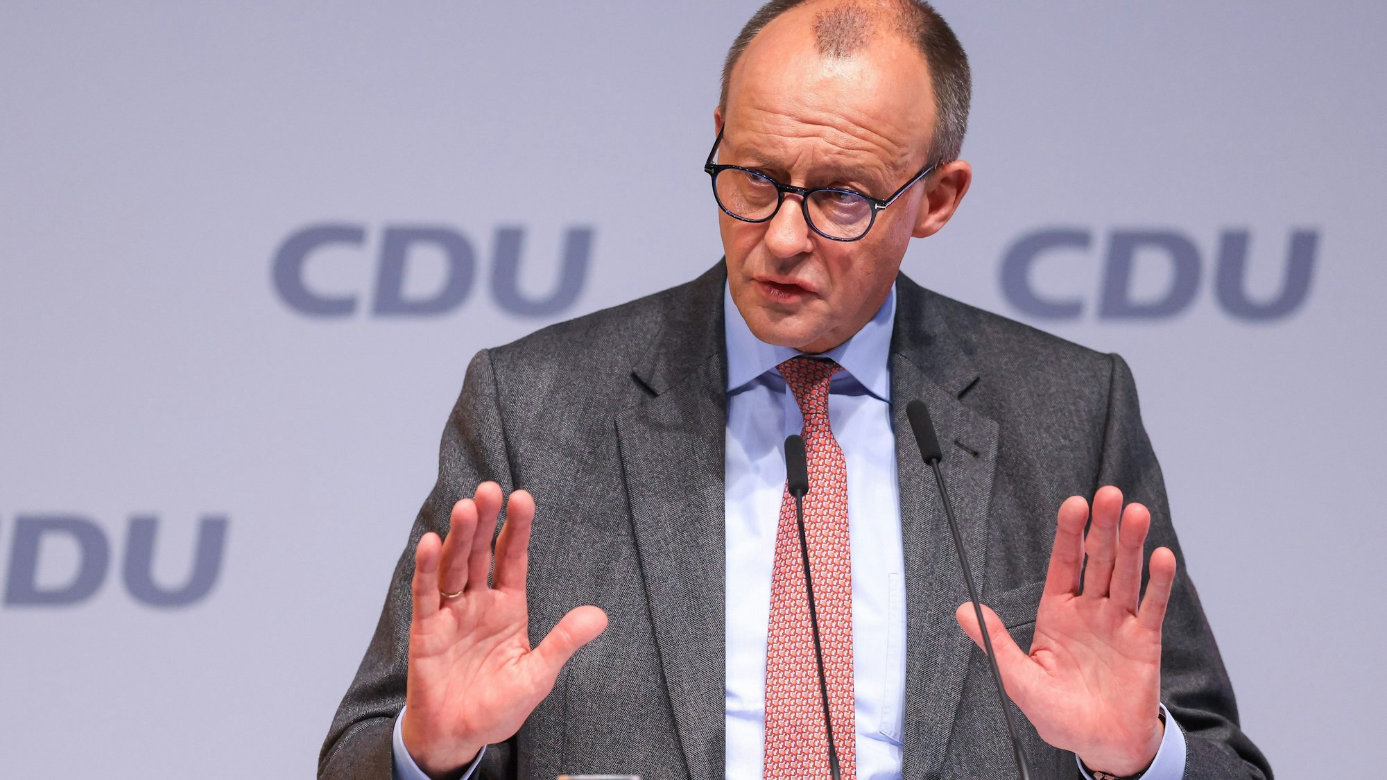 Friedrich Merz, CDU-Vorsitzender, spricht auf der CDU-Regionalkonferenz.