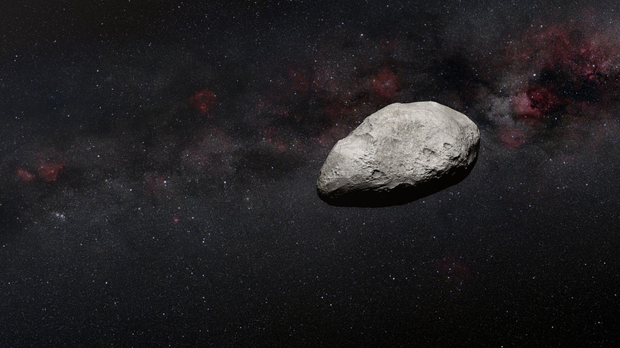 Ein Asteroid steuert auf den Mond zu.