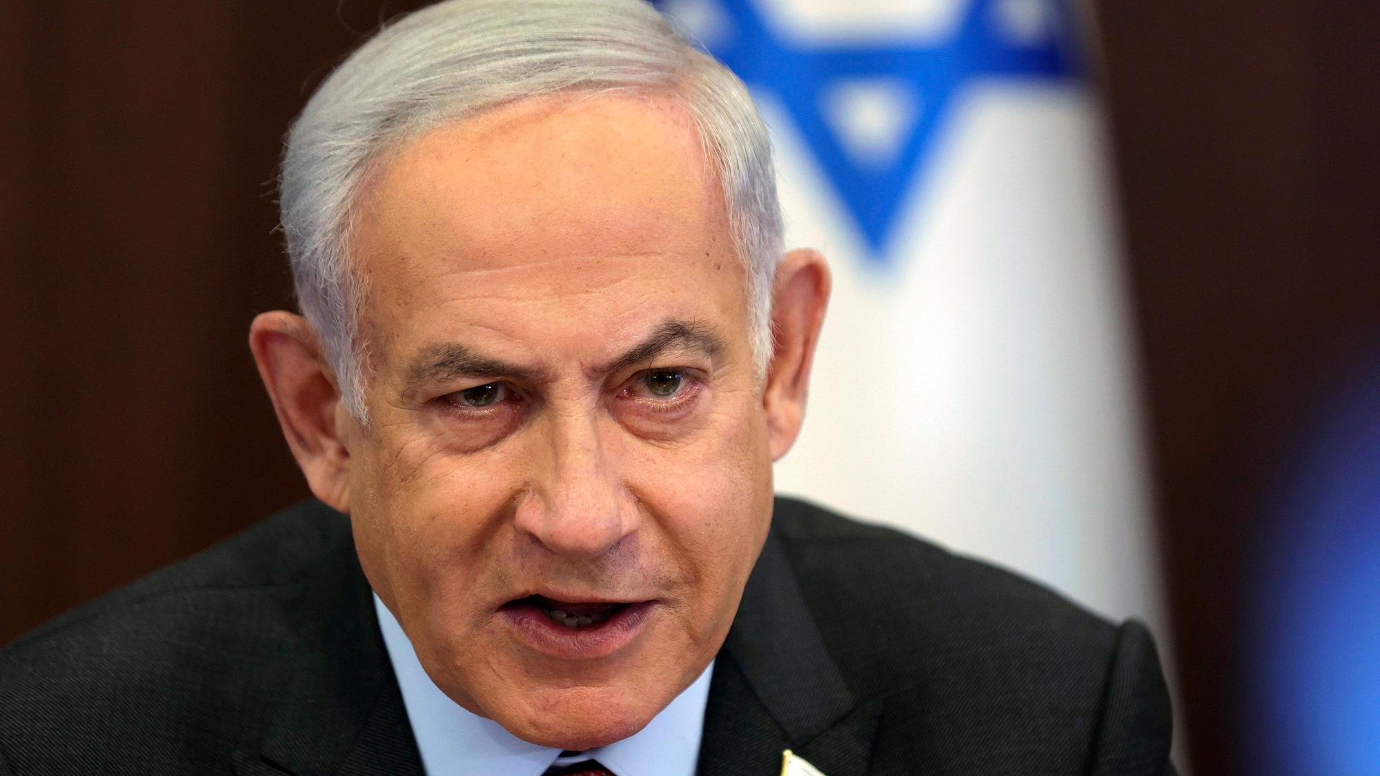 Benjamin Netanjahu, Ministerpräsident von Israel, nimmt an der wöchentlichen Kabinettssitzung teil.