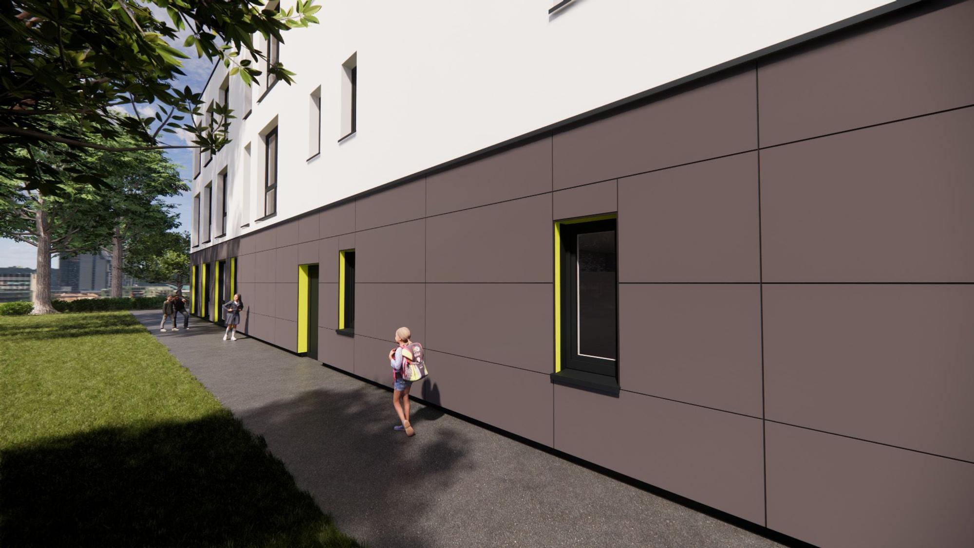 Visualisierung der Sofortschule in Bergisch Gladbach-Hebborn.