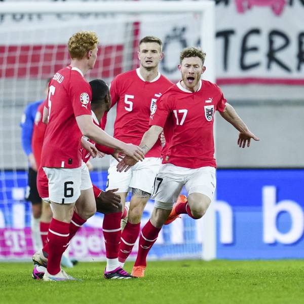 Florian Kainz jubelt nach seinem ersten Treffer im Trikot der österreichischen Nationalmannschaft.