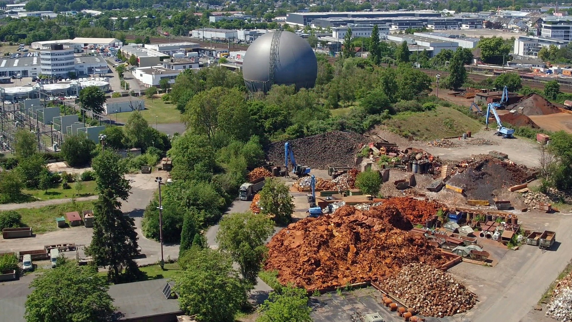 Ein Blick von oben auf das Max-Becker-Areal in Köln-Ehrenfeld