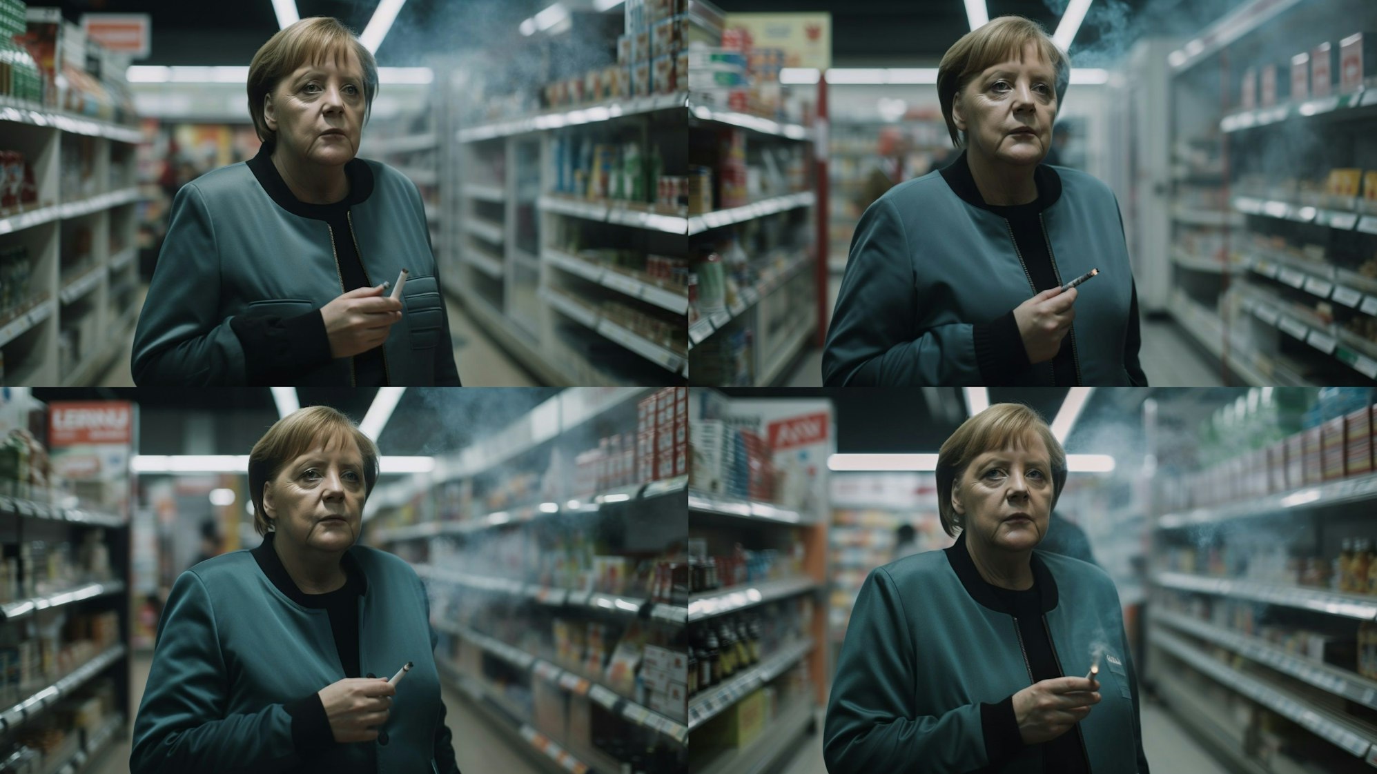 Angela Merkel hat in Wirklichkeit nie geraucht. Wir haben das Bild mit der KI Midjourney erstellt.