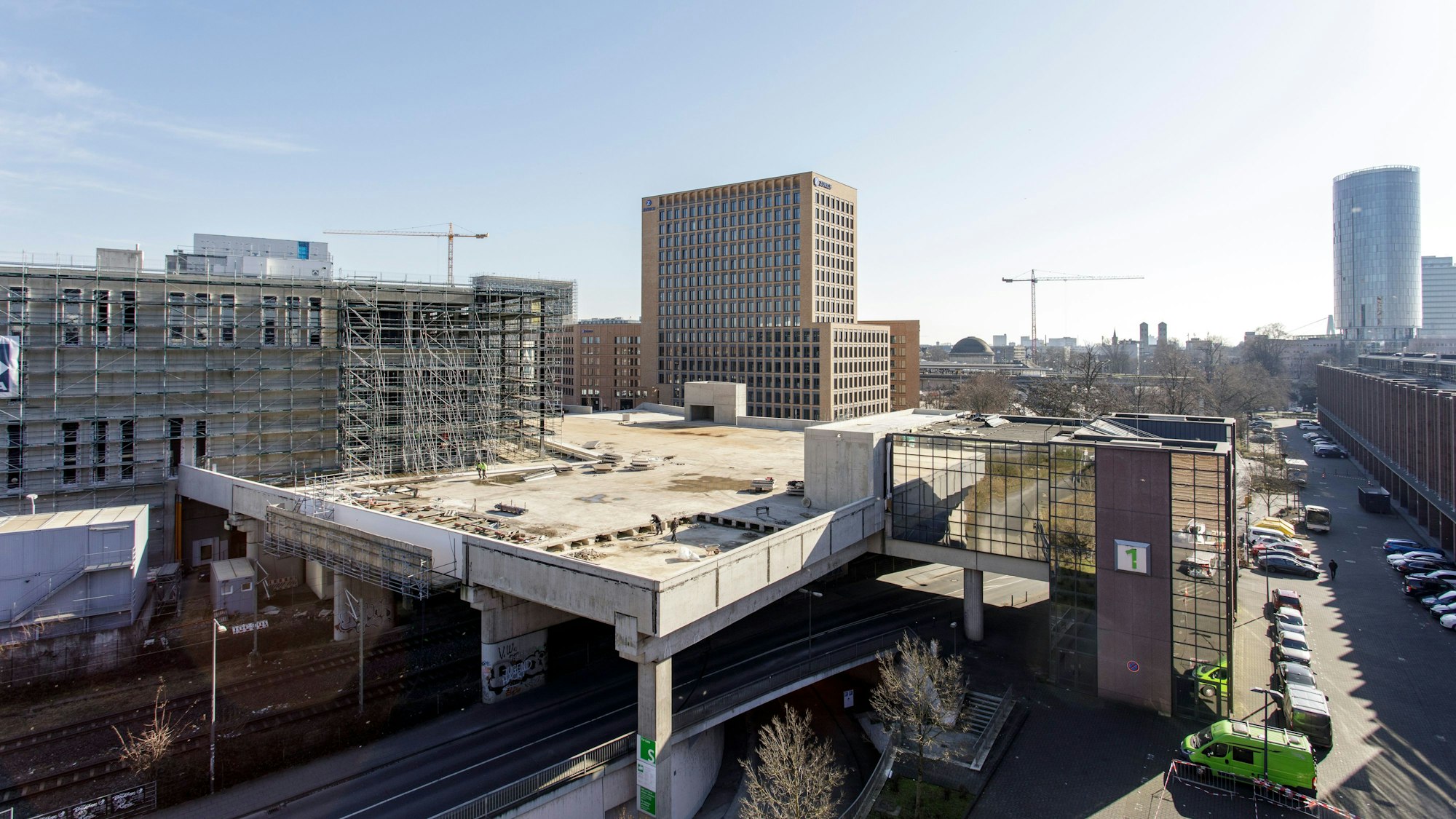 Die Baustelle des neuen Kongresszentrums Confex an der Koelnmesse in Deutz.