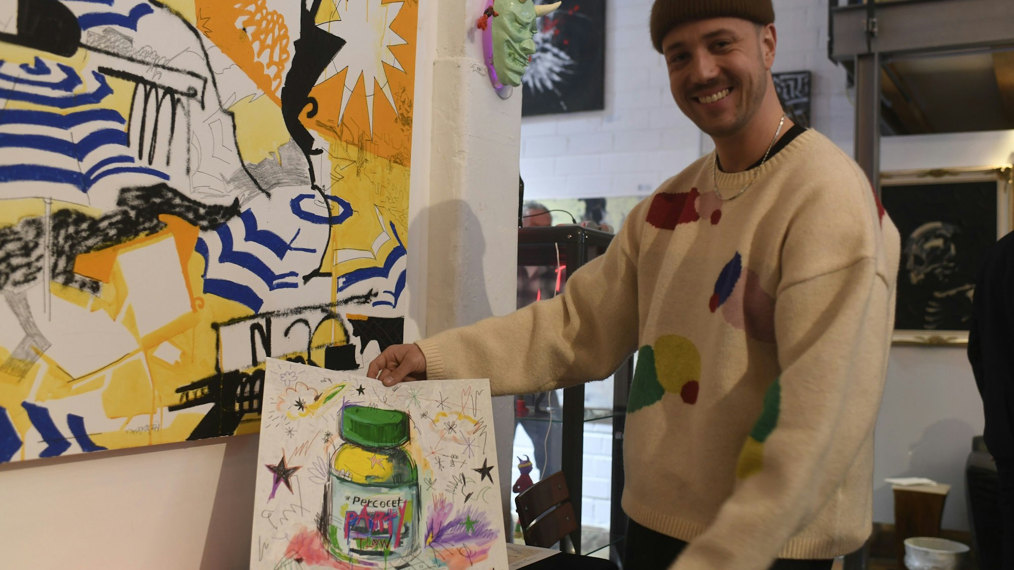 Nachwuchskünstler Jakob Schwald zeigt seine Werke.