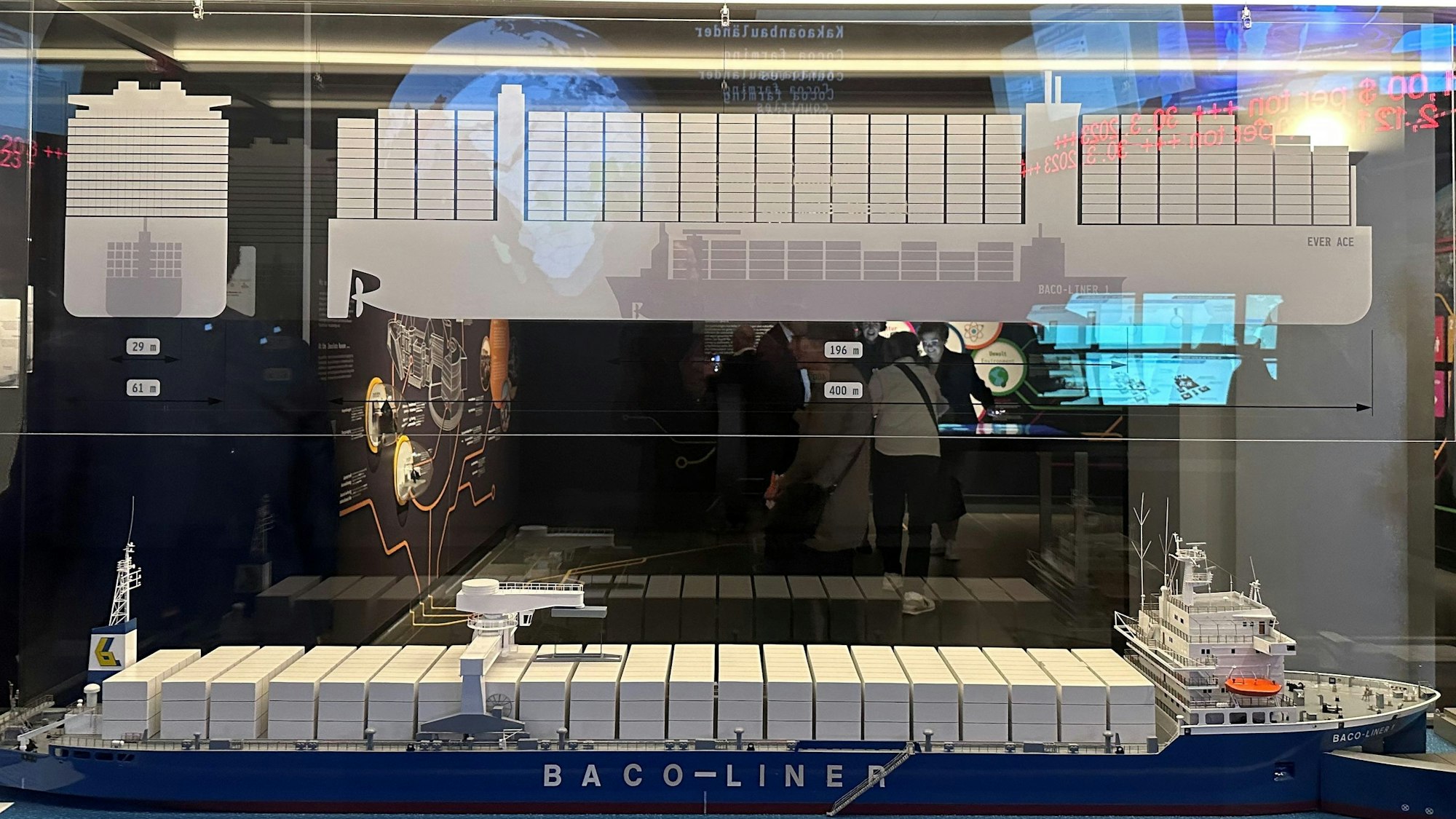 31.03.2023, Köln:  Schokoladenmuseum  OB Reker mit Annette Imhoff und Christian Unterberg-Imhoff in der Ausstellung Weltreise des kakaos.  Foto: Stefan Worring