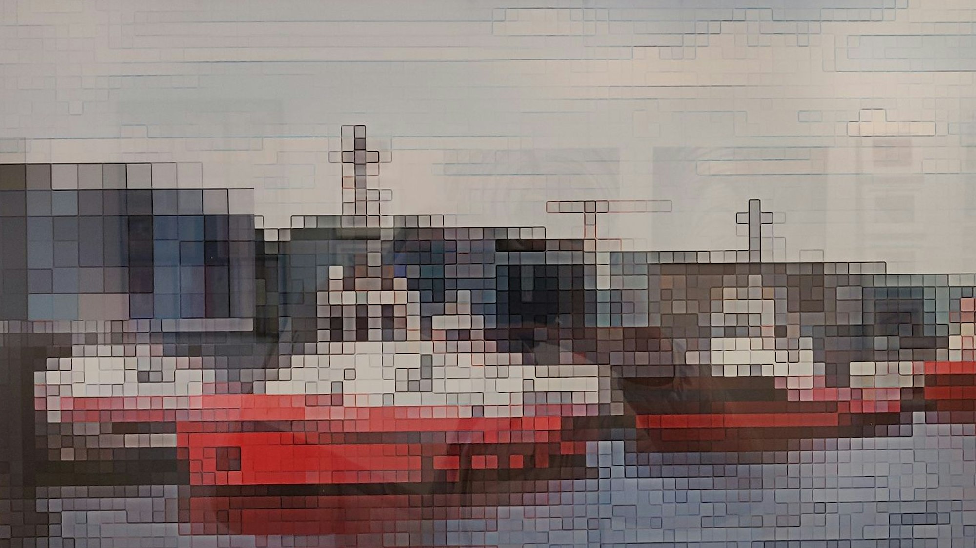 Ein verpixeltes Foto vom Hamburger Hafen