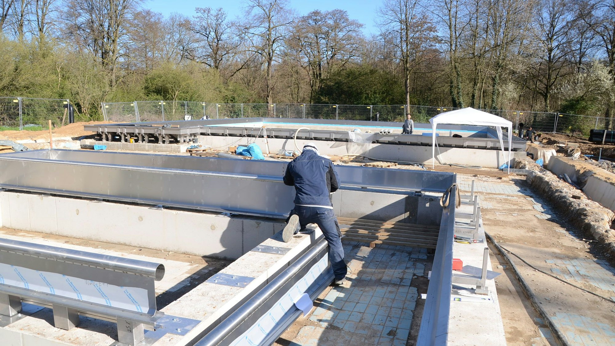Baufortschritt im Aggua-Freibad im Troisdorf.