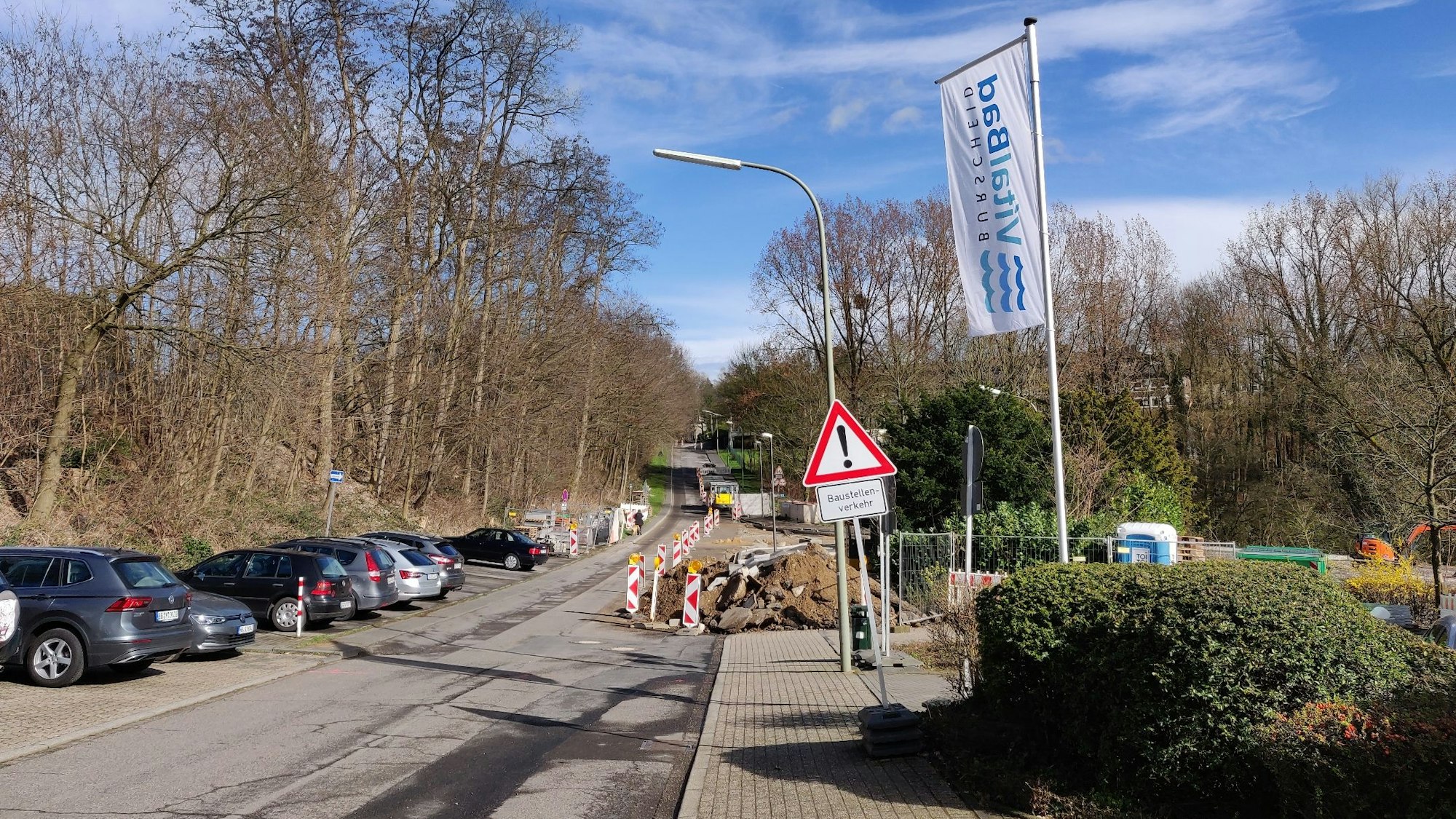 Baustelle auf der Straße Im Hagen am Burscheider Bad,