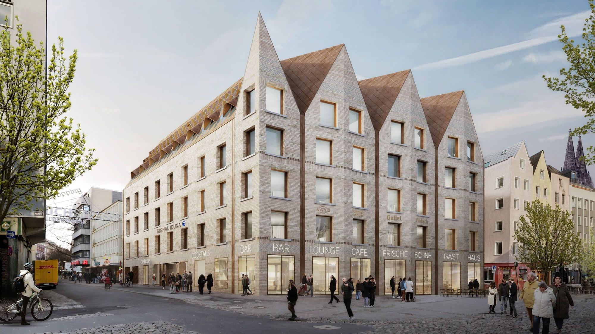 Die Visualisierung zeigt das neue Bürohaus am Heumarkt.