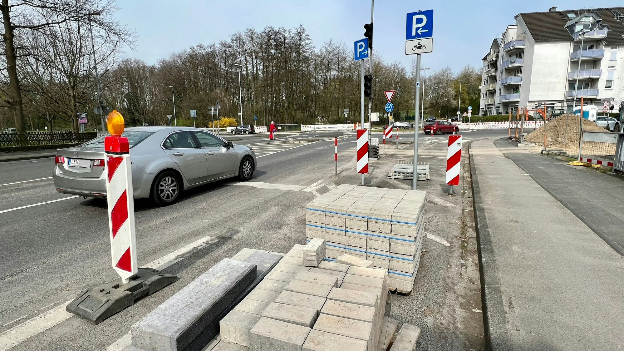 Baustelle Rennbaumkreisel, Zufahrt von der Pommernstraße her