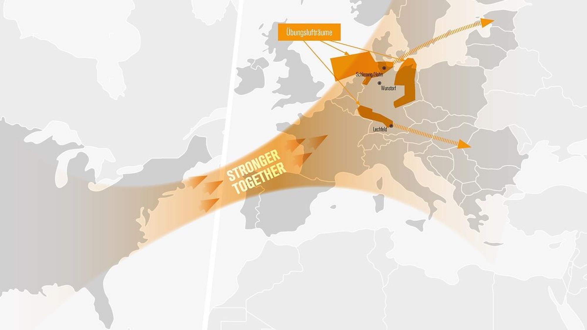 Air Defender 23: Deutschland ist Gast-Land für die größte Nato-Übung seit Bestehen des Bündnisses. In drei primären Flugzonen wird trainiert. Die USA schicken rund 100 Flugzeuge und Kampfjets, die auch in Deutschland stationiert werden.