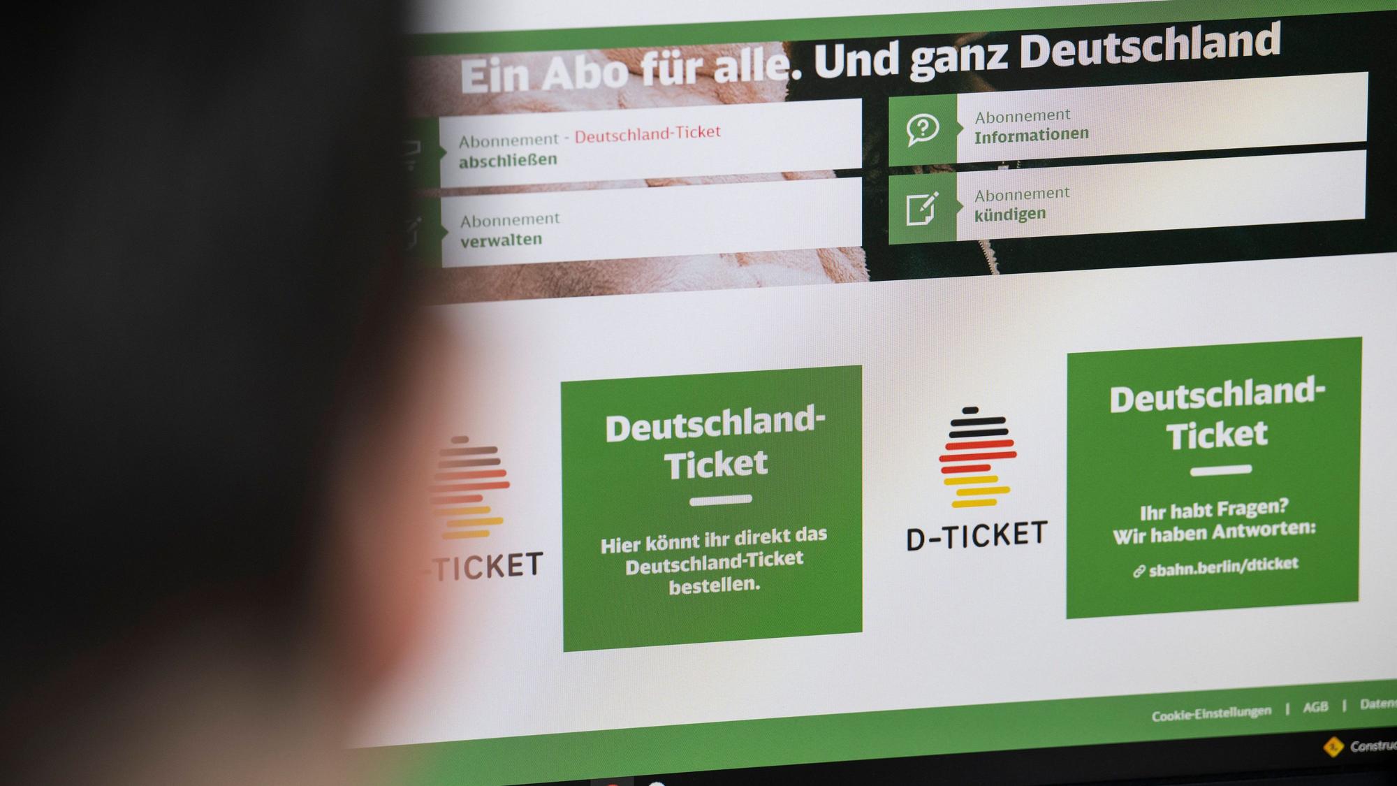 Blick auf die Webseite für die Beantragung des Deutschland-Tickets.