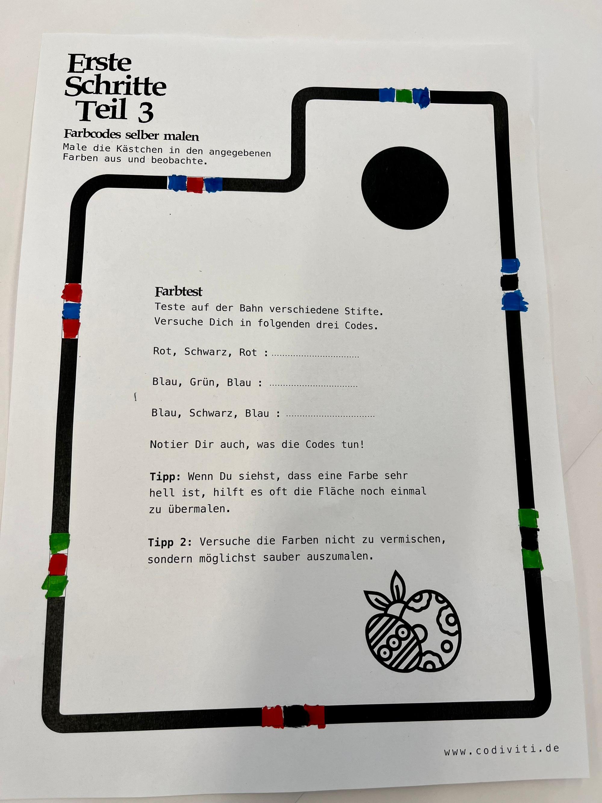 Ein Aufgabenblatt zur Programmierung des Ozobot