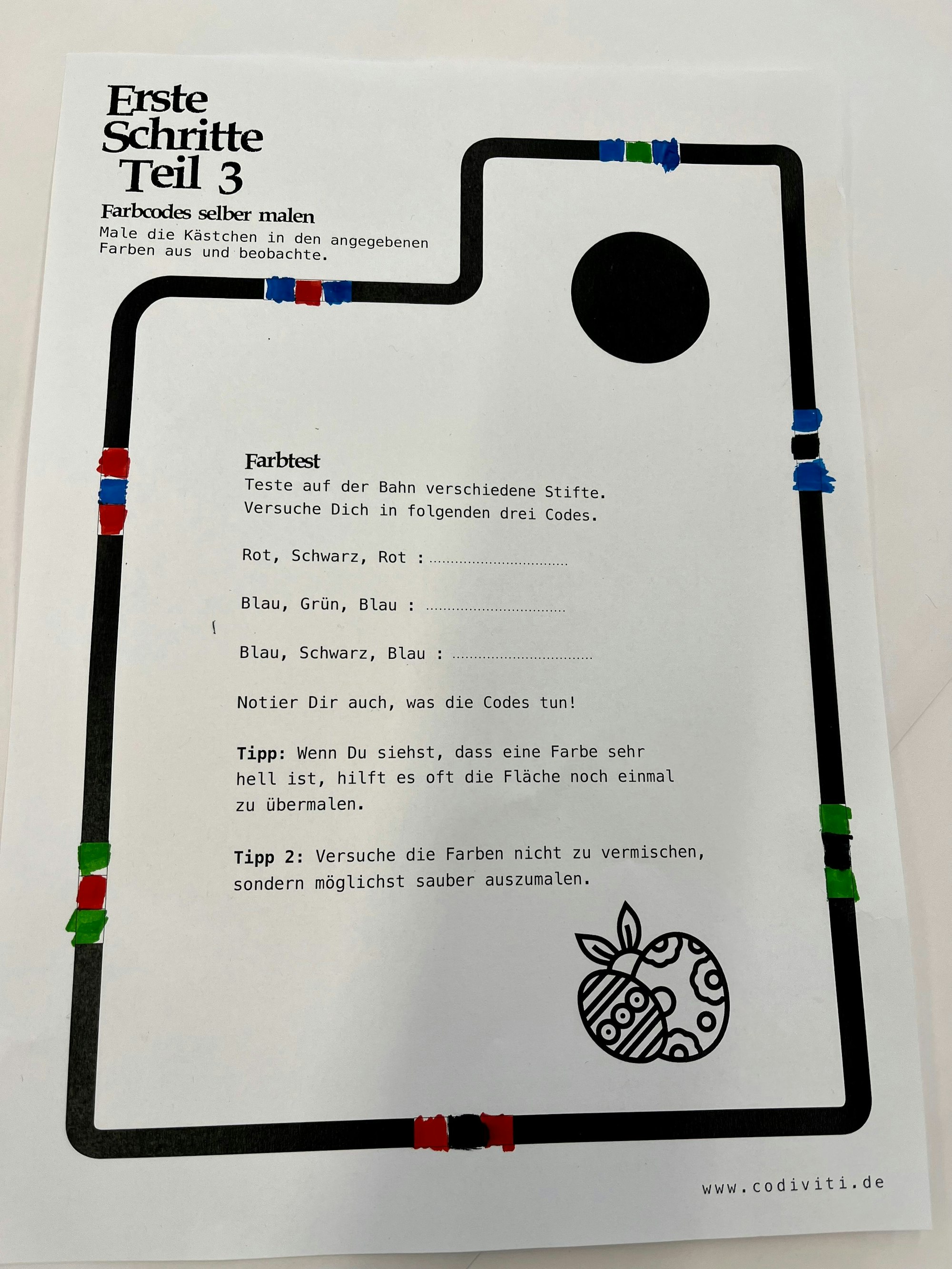 Ein Aufgabenblatt zur Programmierung des Ozobot