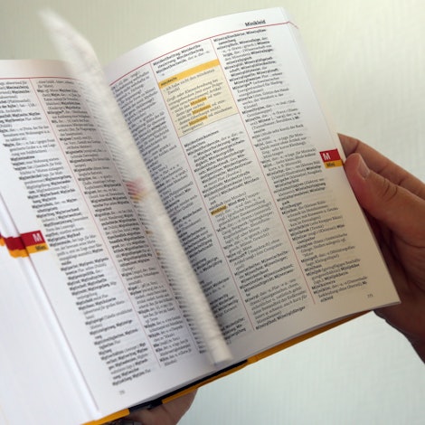 Aufgeschlagener Duden.