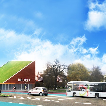 Visualisierung einer Seilbahn-Haltestelle am Ebertplatz