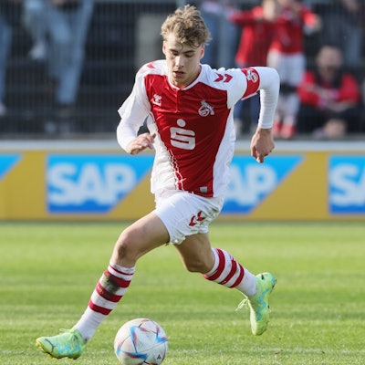 1.FC Köln U19 vs. FSV Mainz 05 U19, A Junioren Bundesliga, Halbfinal Rückspiel um die Deutsche Meisterschaft, Meiko Wäschenbach (1.FC Köln), 14.04.2023, Bild: Herbert Bucco