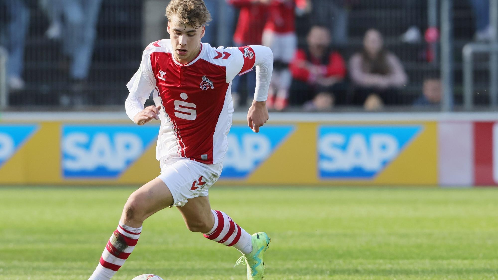1.FC Köln U19 vs. FSV Mainz 05 U19, A Junioren Bundesliga, Halbfinal Rückspiel um die Deutsche Meisterschaft, Meiko Wäschenbach (1.FC Köln), 14.04.2023, Bild: Herbert Bucco