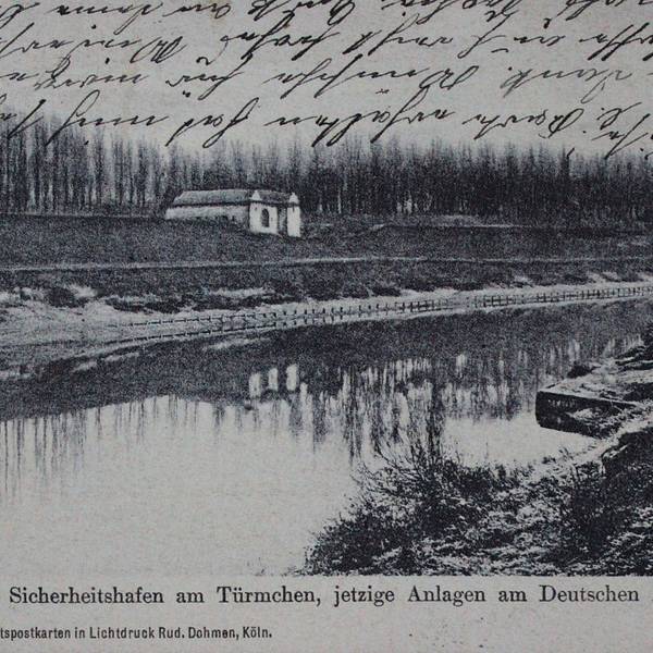 Eine historische Postkarte zeigt den geplanten Sicherheitshafen um 1890.