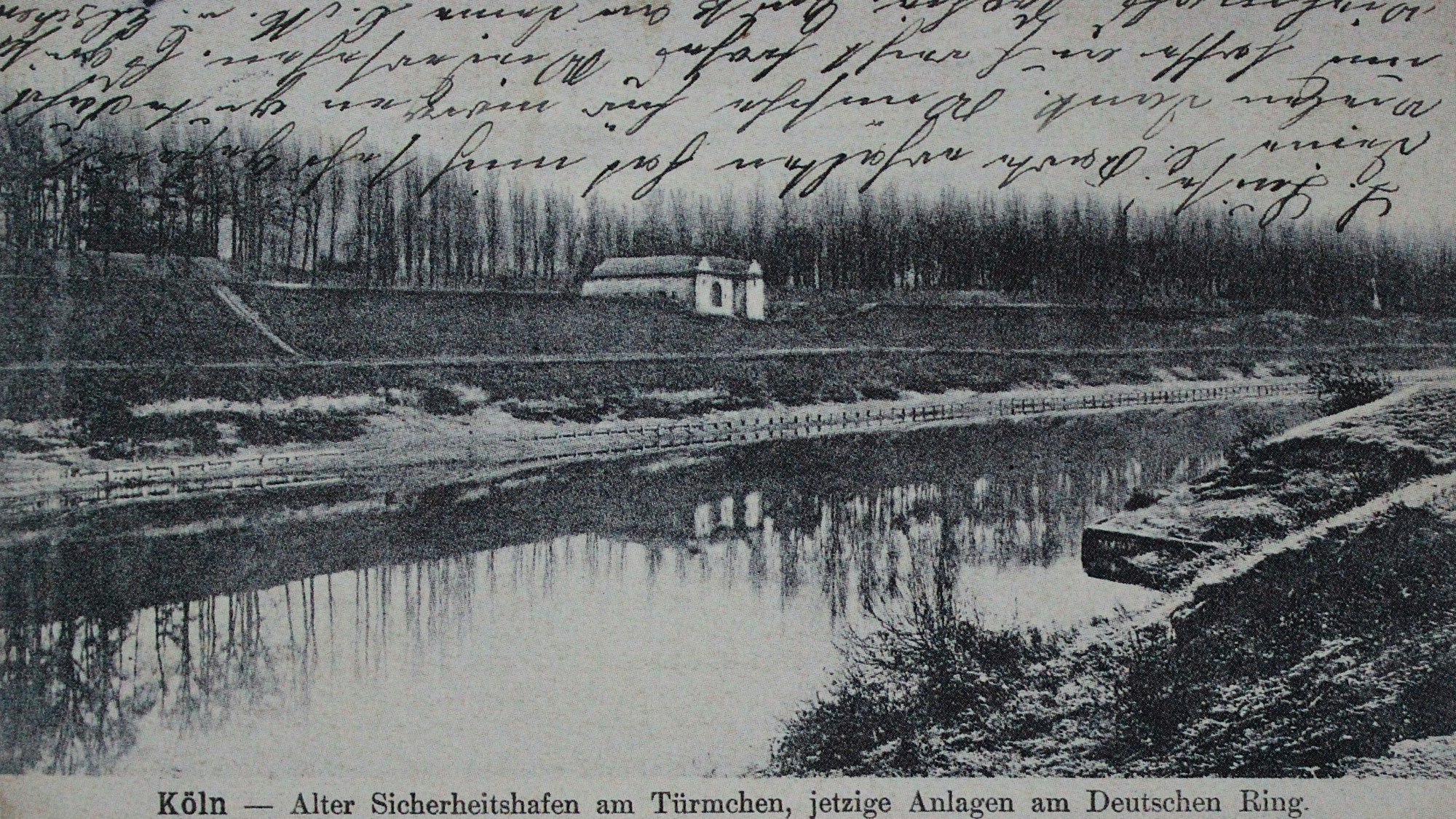 Eine historische Postkarte zeigt den geplanten Sicherheitshafen um 1890.