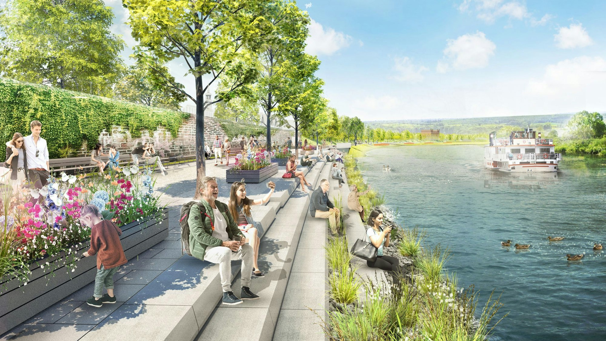 Aussicht von Höxter auf Weser, Solling und Weltkulturerbe Corvey.