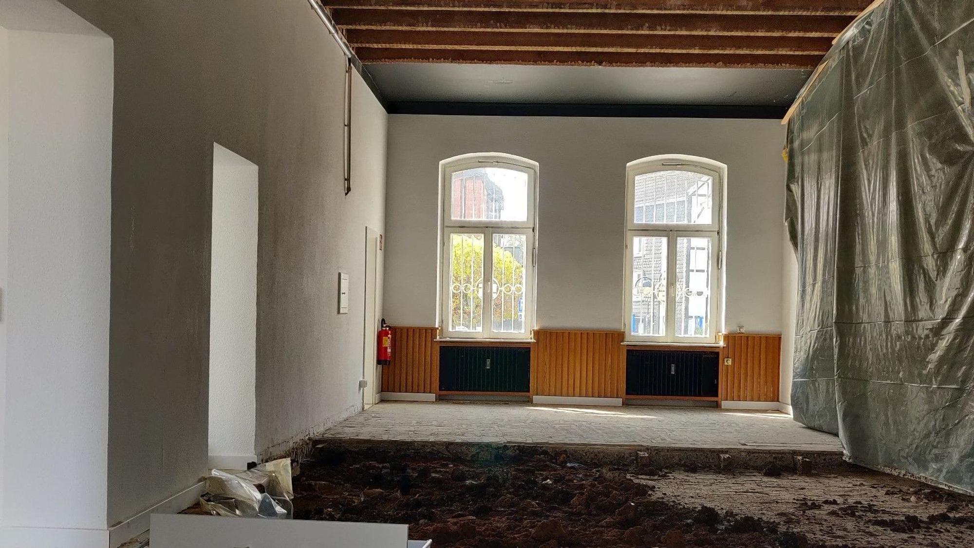Blick in die Baustelle im Erdgeschoss des alten Rathauses