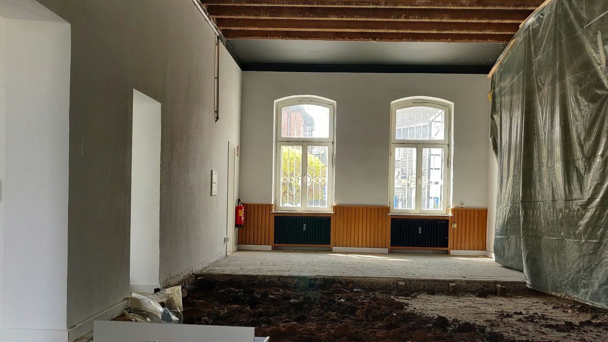 Blick in die Baustelle im Erdgeschoss des alten Rathauses