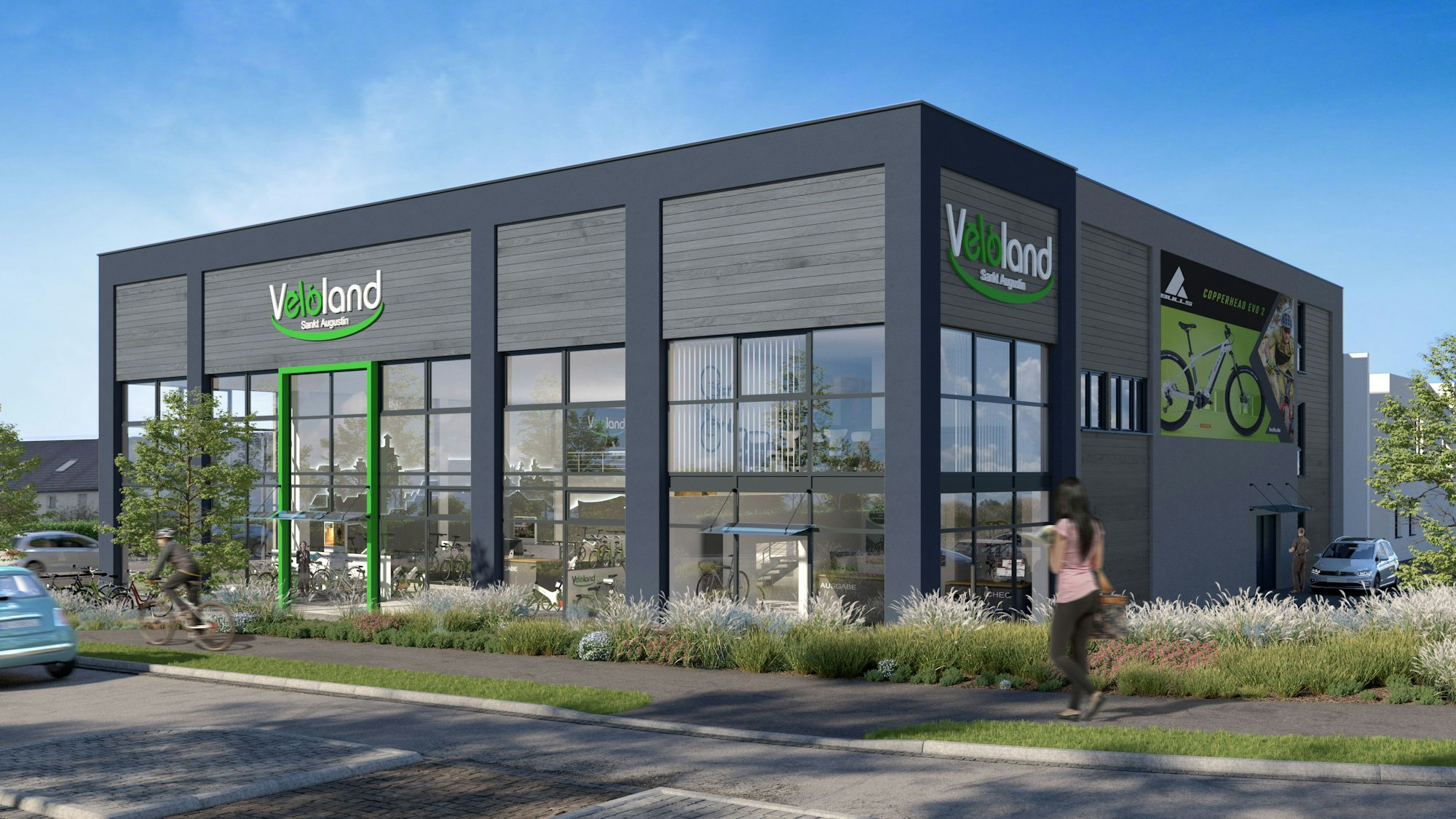 Eine Visualisierung des neuen Geschäftes „Veloland“ in Menden.