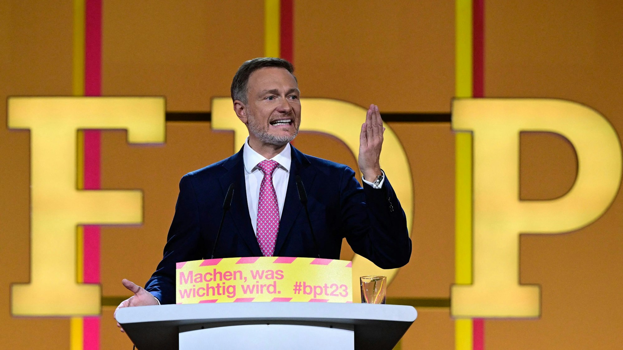 FDP-Chef Christian Lindner beim Auftakt des Bundesparteitags der FDP in Berlin.
