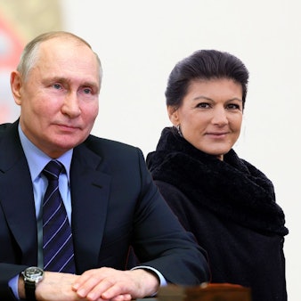 Collage, Putin, Wagenknecht, Chrupalla