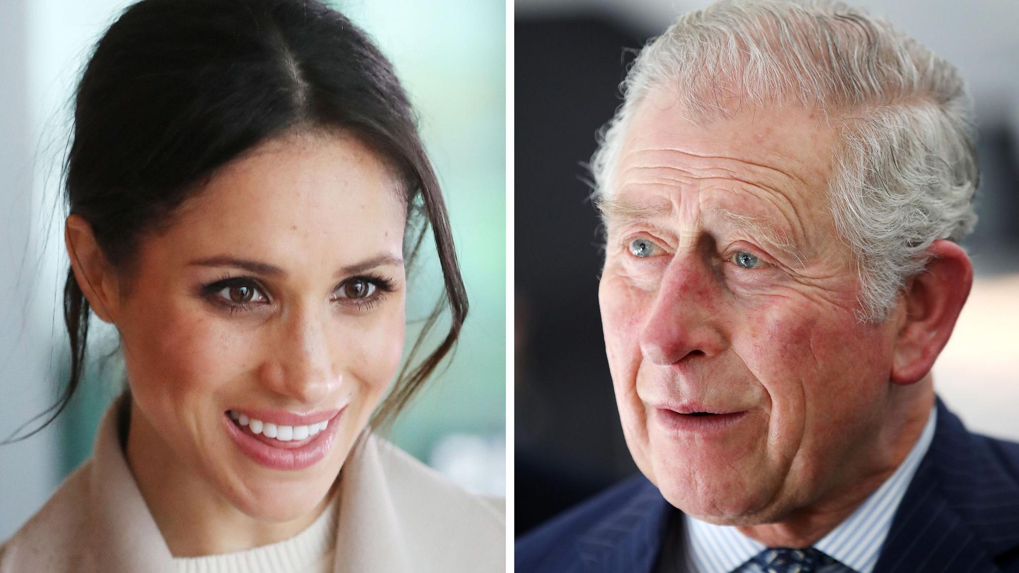 Die Bildkombo zeigt den britischen König Charles (r) und die Frau von Prinz Harry, Meghan Markle.