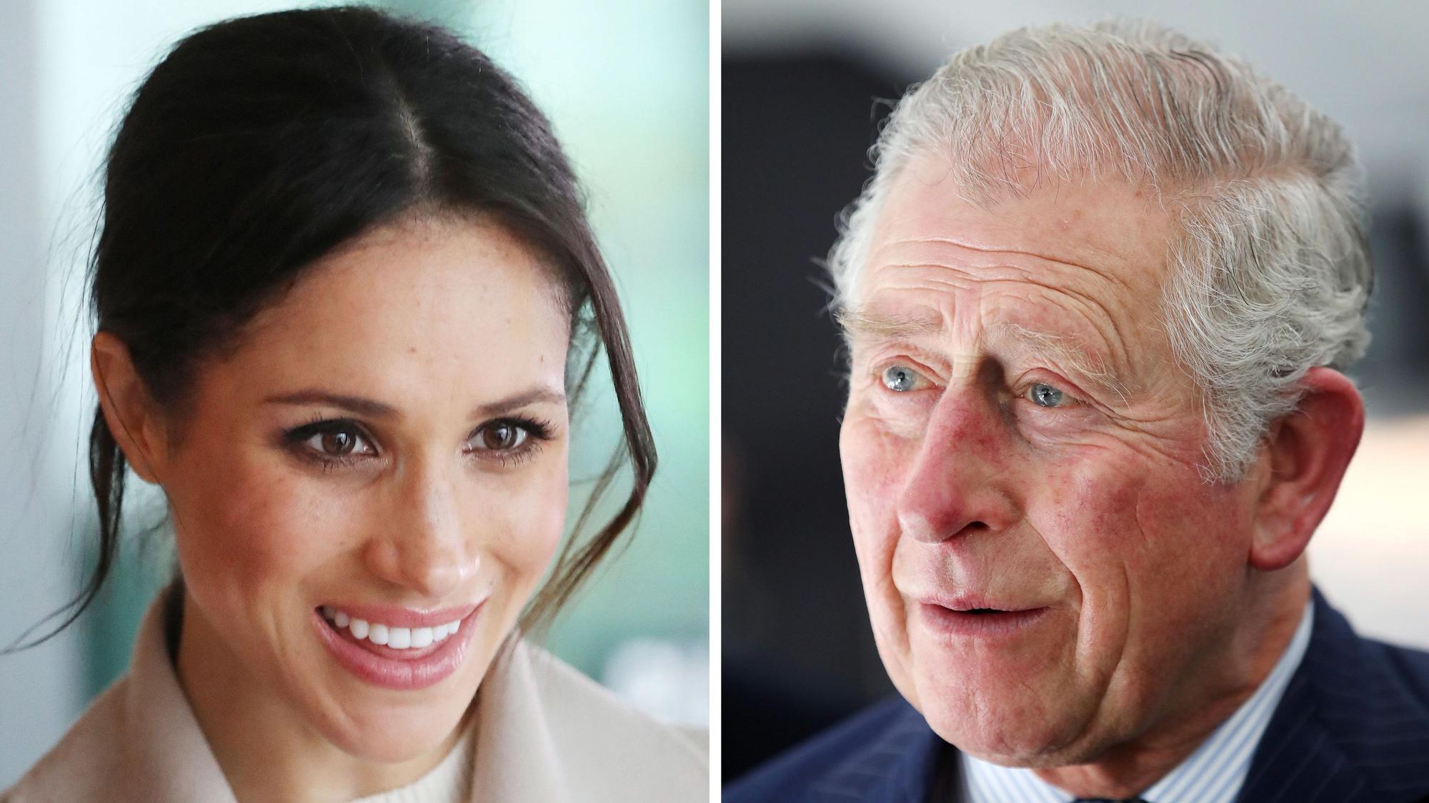 Die Bildkombo zeigt den britischen Thronfolger Prinz Charles (r) und die Verlobte von Prinz Harry, Meghan Markle.