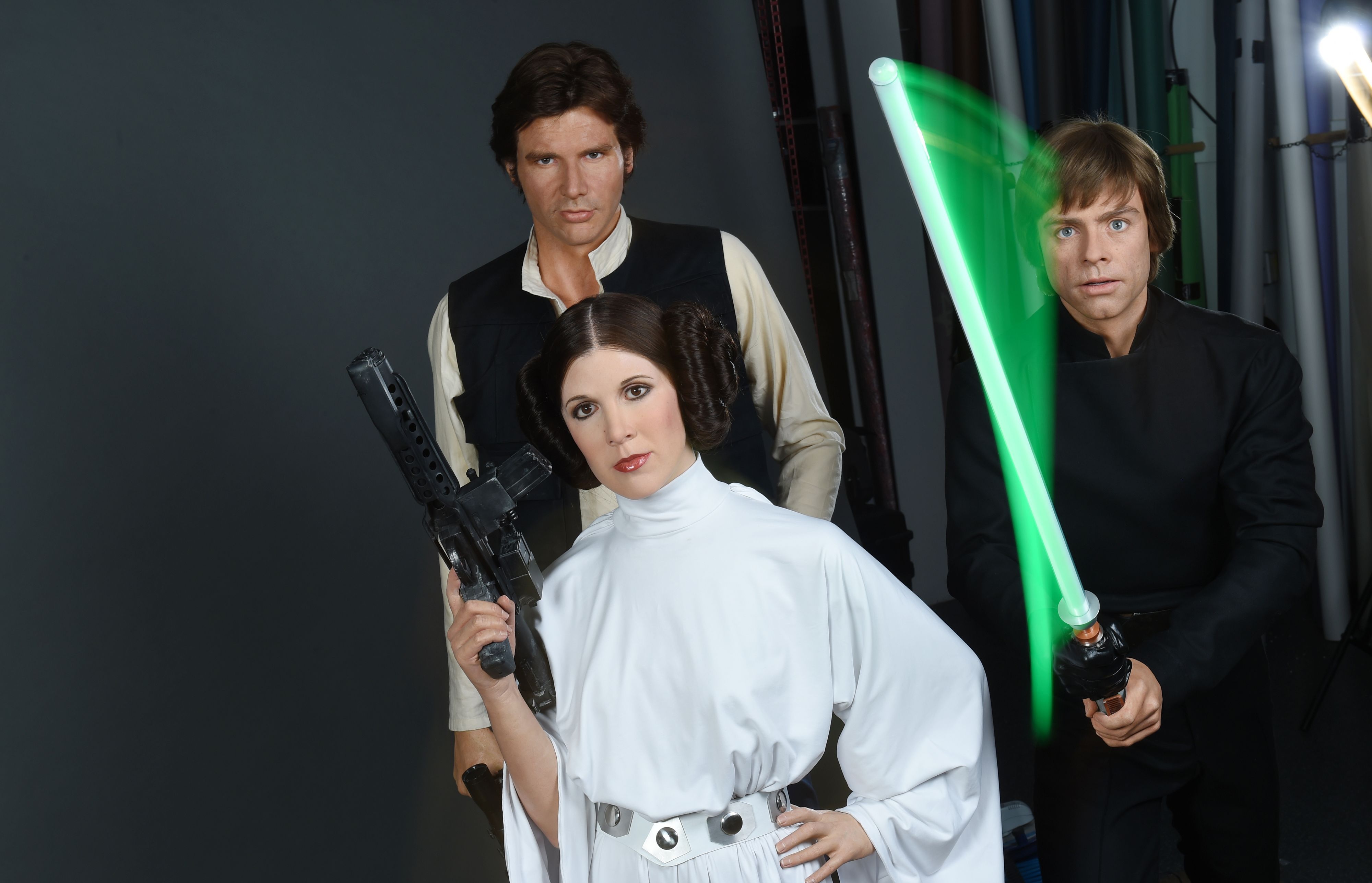 Star-Wars-Helden: Prinzessin Leia, Luke Skywalker und Han Solo – hier als Wachsfiguren.