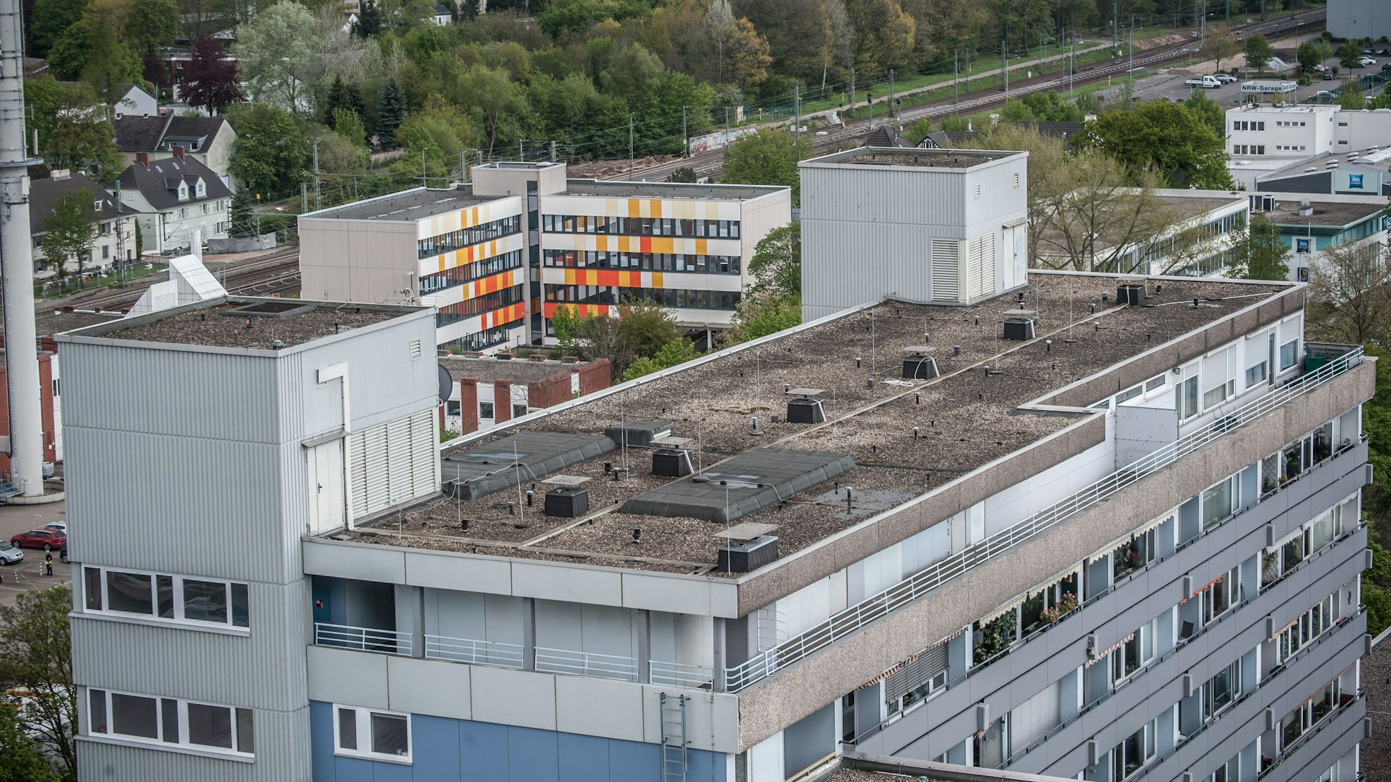 Dächer in Wiesdorf, City c, die womöglich begrünt werden könnten
