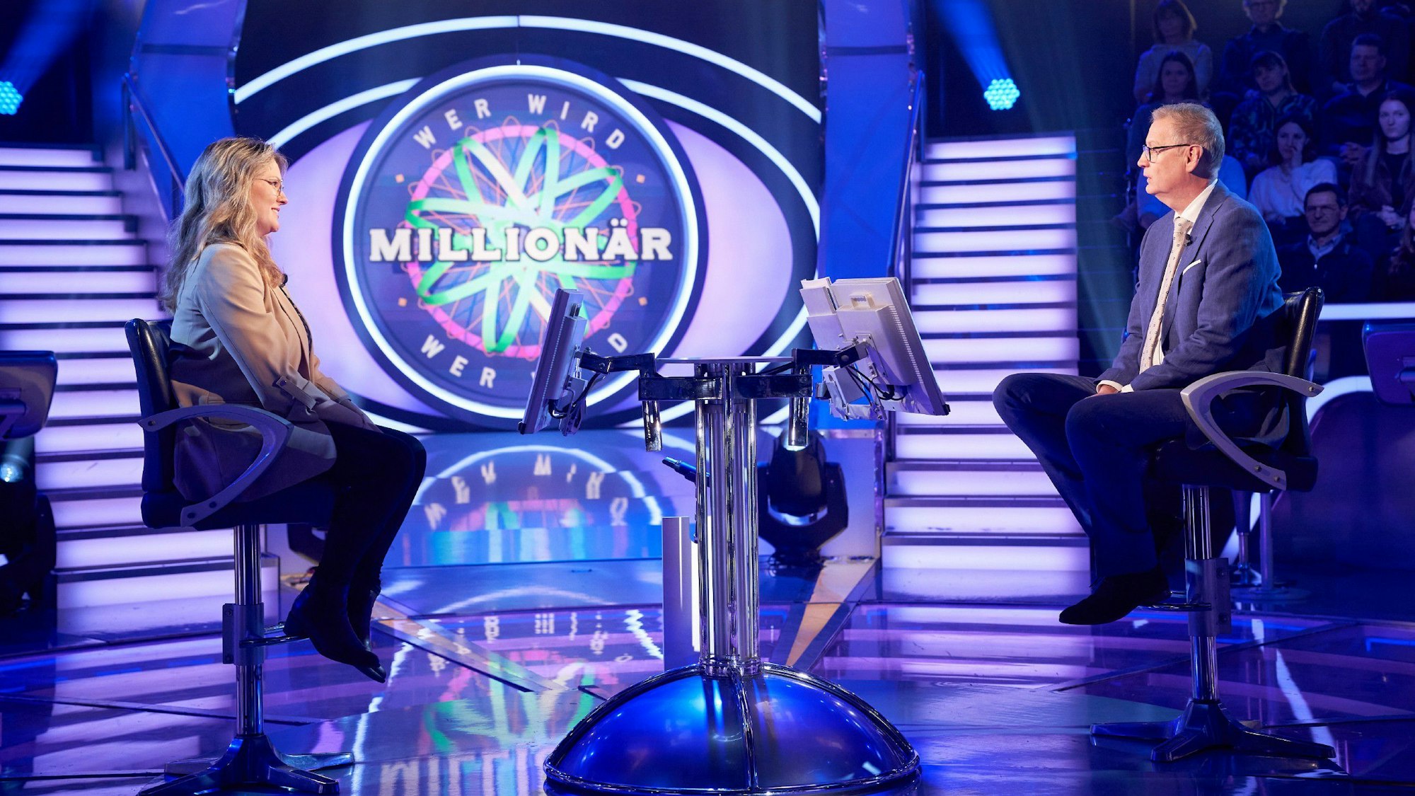 Moderator Günther Jauch mit Frances Schoppe-Müller aus Wismar.